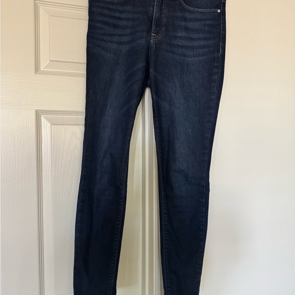 Athleta Sculptek Skinny Jeans Womens Size 6 Stretch Blue Dark Wash Mid Rise